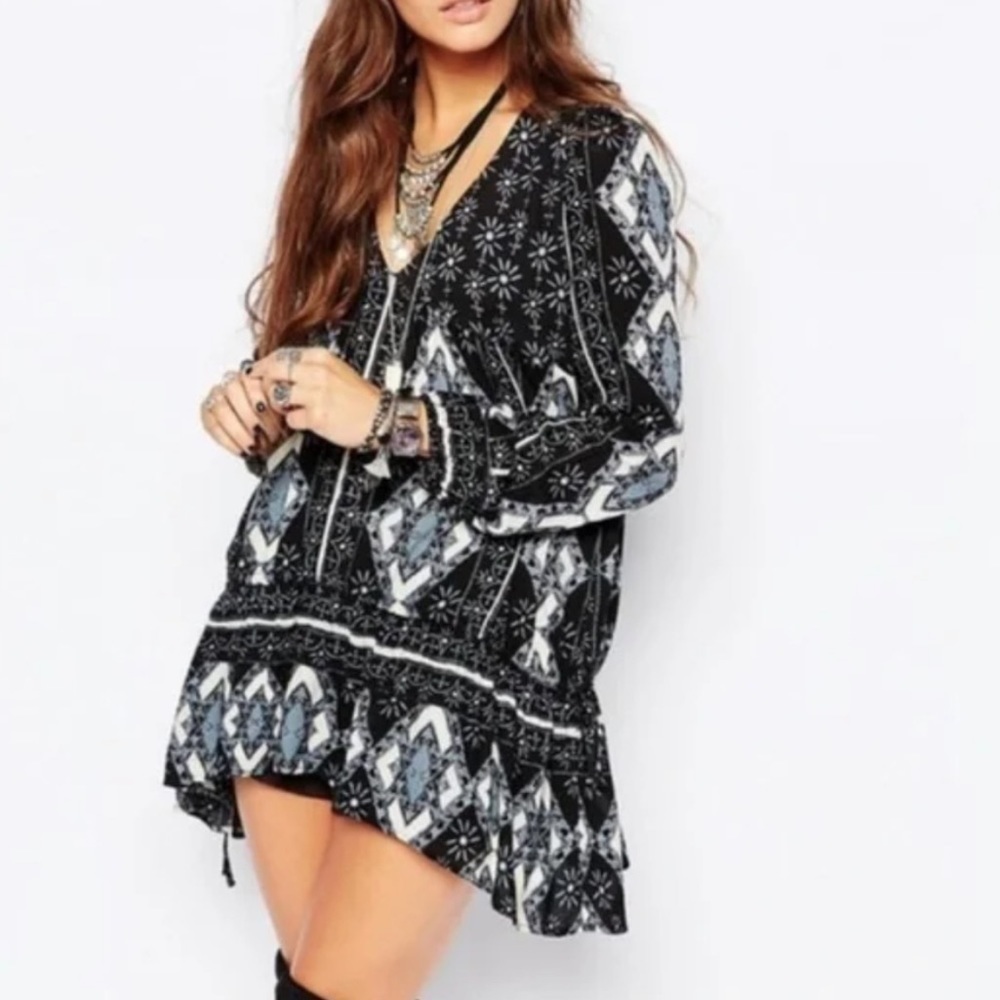 Free People Down By The Bay Boho Tunic Peasant Top Bohemian Festival Cottagecore
